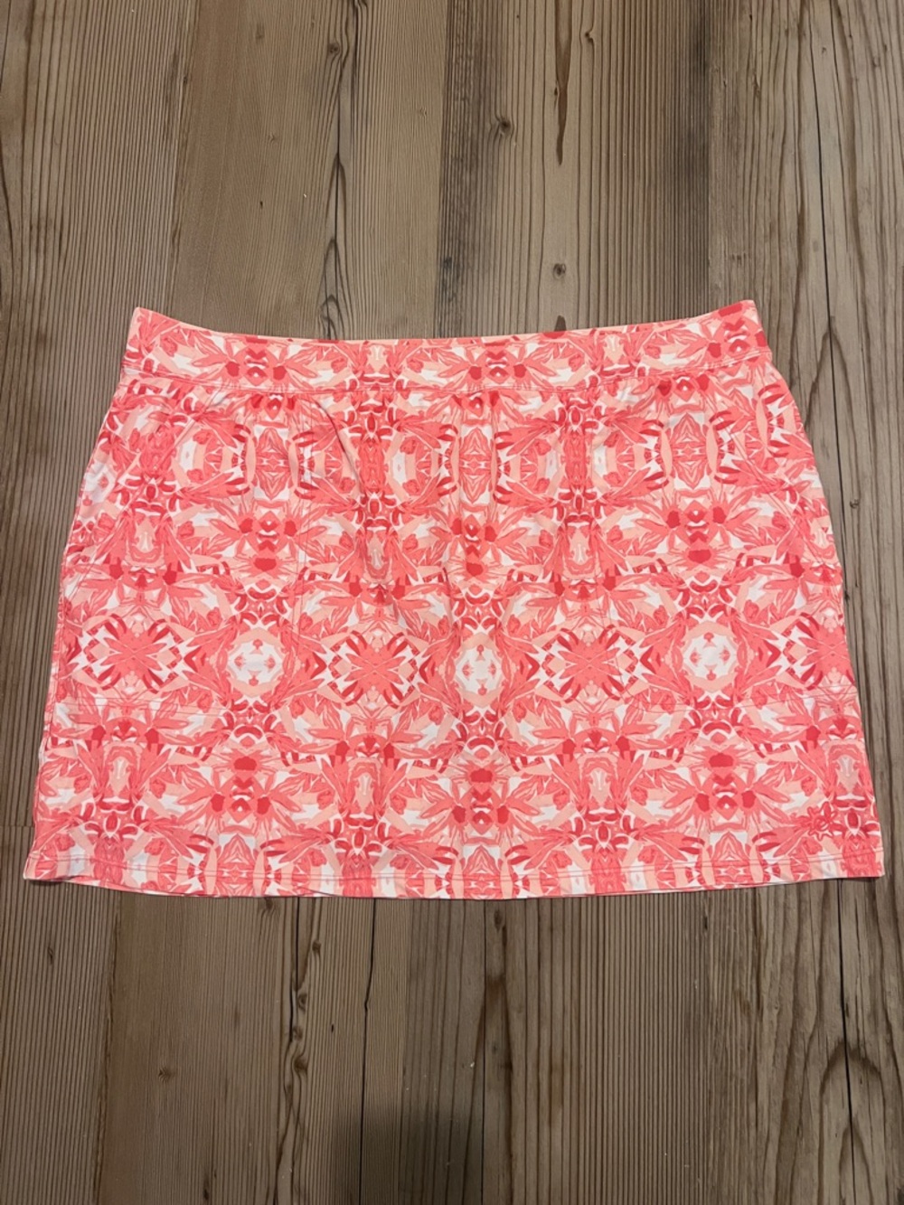 Coral Pink Printed Mini Skirt
